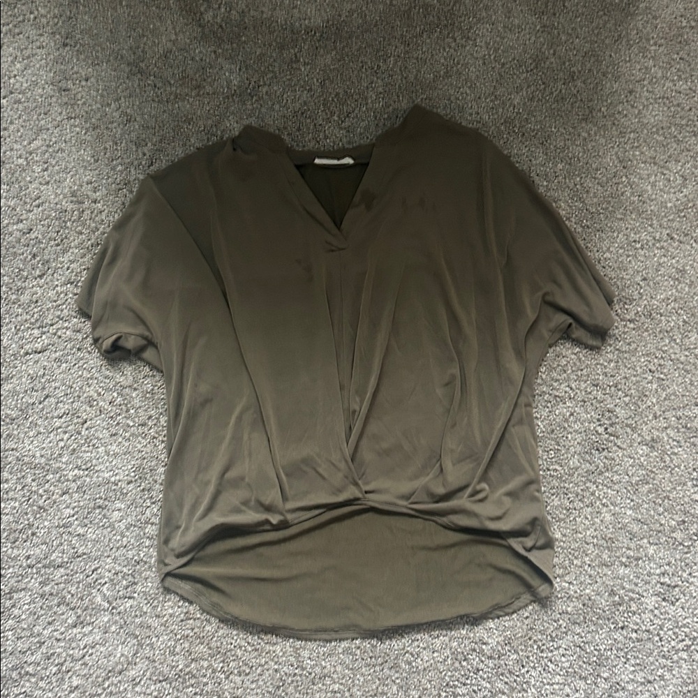 Jolie Olive V-Neck Blouse